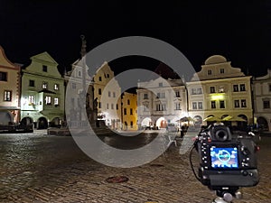 ÃÅeskÃÂ½ Krumlov - Svodnosti square in dark night noÃÂnÃÂ­ nÃÂ¡mÃâºstÃÂ­ Svornosti